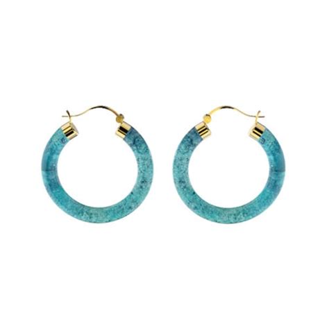 Turquoise Hoop Gold Earrings