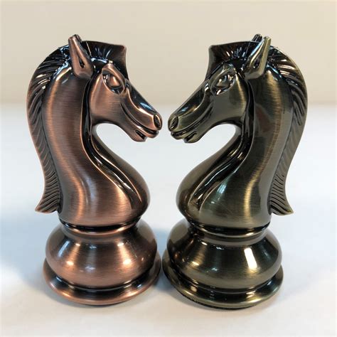 Metallic Chess Pieces - Copper & Brass Woodtek - 4.25