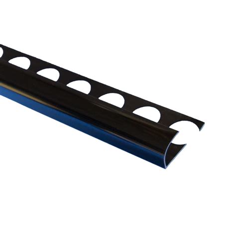 Double rail edging profile for bonding tile; Contract Metal Round Edge Polished Black Tile Trim 2.5m ...