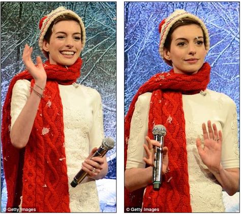 Jingle Belle Anne Hathaway Shows Her Christmas Spirit As She Slips On