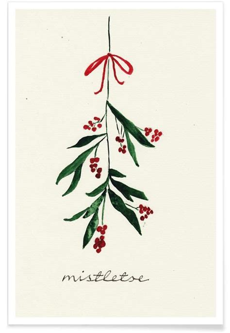 Mistletoe Poster Christmas Card Art Painted Christmas Cards
