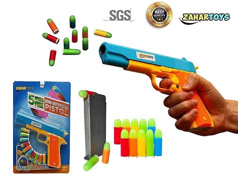 Zahar Toys Realistic Colt 1911 Toy Gun With 10 Colorful Soft Bullets