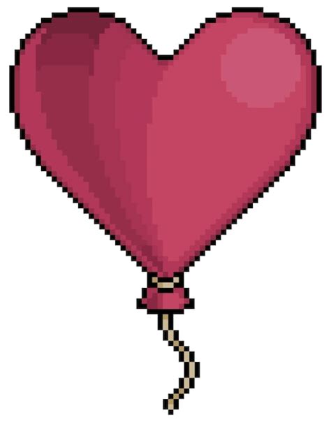 Premium Vector Pixel Art Balloon Heart Valentines Day Vector Icon For