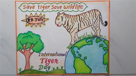 International Tiger Day Drawingworld Tiger Day Postersave Tiger