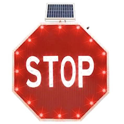 36 Solar Powered Flashing Led Octagon Stop Sign Ledlighting