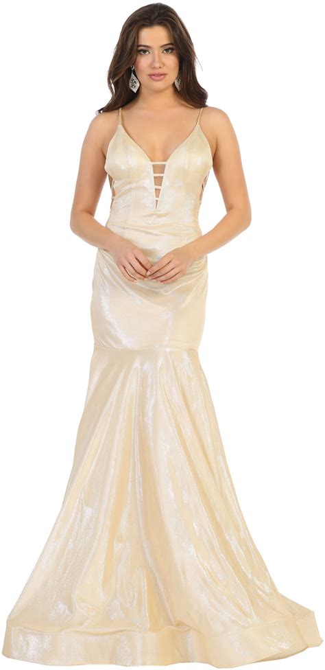 Formal Dress Shops Sale Prom Designer Evening Metallic Gown