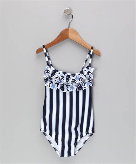 Take A Look At This Lemons And Limes Kids Swimwear White And Navy Ruffle