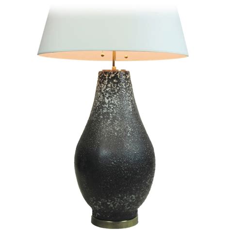 Impressive Black Lava Glazed Ceramic Table Lamp After Fantoni At 1stdibs