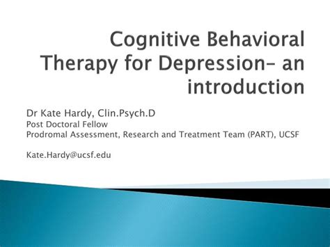 Ppt Cognitive Behavioral Therapy For Depression An