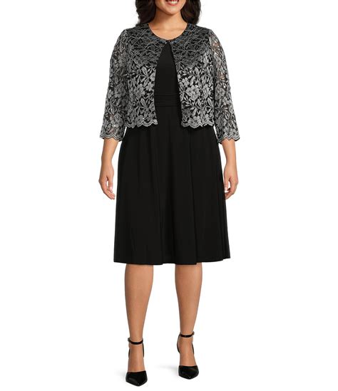 Jessica Howard Plus Size Floral Print Sleeve Ruched Waist Lace