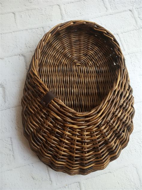 A Small Wicker Hanging Basket With A Flat Back Wall Can Be Etsy