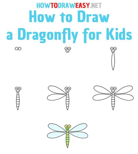 How To Draw A Dragonfly Step By Step Easy Drawings Cute Easy