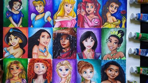 All 15 Disney Princesses Painting In One Sheet Princess Portraits