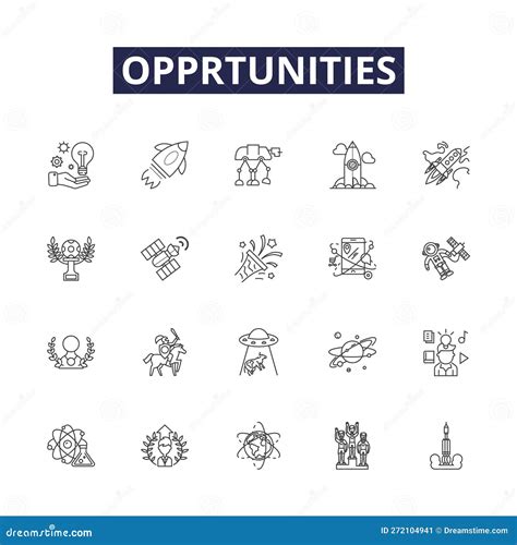 Opprtunities Line Vector Icons And Signs Chances Prospects Options Gains Avails Wealth