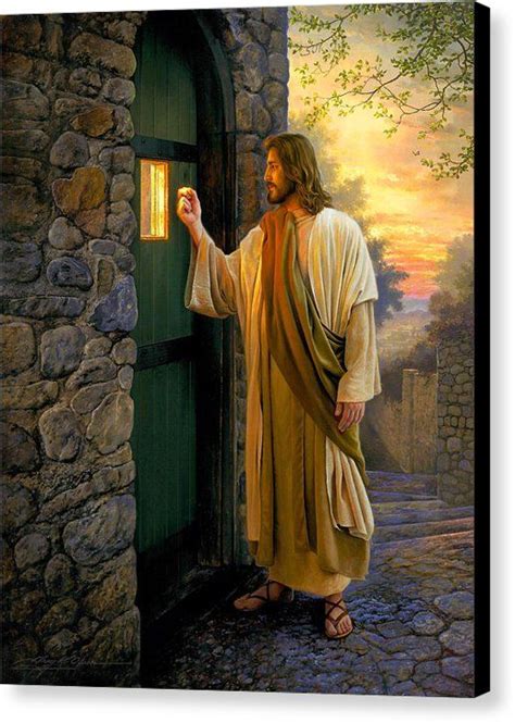 Jesus Canvas Print Featuring The Painting Let Him In By Greg Olsen