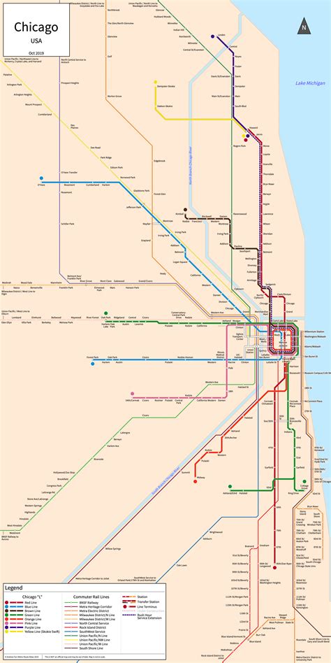 Chicago Green Line Map United States Map