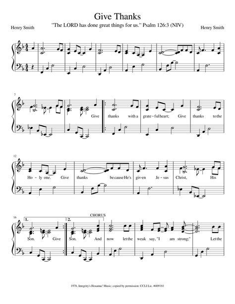 Give Thanks Sheet Music For Piano Download Free In Pdf Or Midi