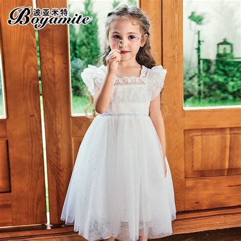 女童白色礼服公主裙夏装2022新款儿童装洋气连衣裙小女孩蕾丝裙子