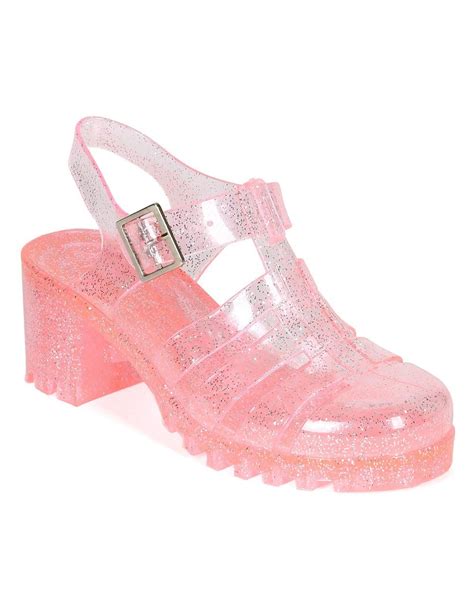 Nature Breeze Ck93 Women Glitter Jelly Round Toe Strappy Caged Gladiator Chunky Heel Sandal