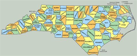 North Carolina County Map With Cities World Map