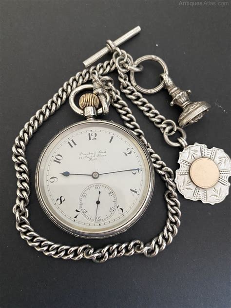 Antiques Atlas Edwardian Silver Pocket Watch Albert Chain And Fobs