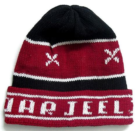 Red and black ladies woollen cap