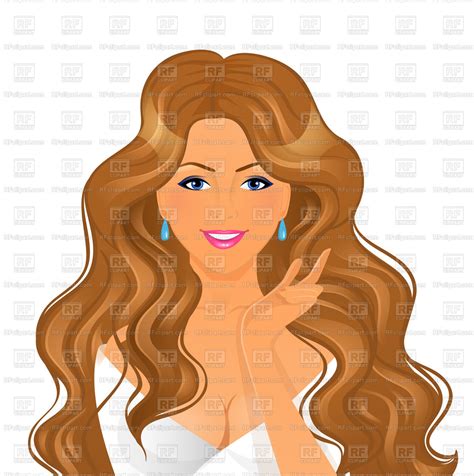 Young Woman With Long Brown Wavy Hair Vector Image Vector Artwork Of People © Sonneon 47856