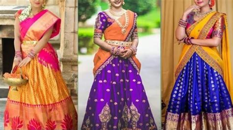 latest pattu langa voni designs for girls 2020 pattu half saree designs pattu dhavani