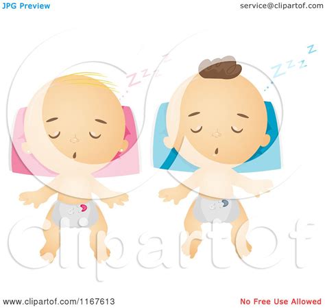 Cartoon Of Caucasian Babies Sleeping Royalty Free Vector Clipart By