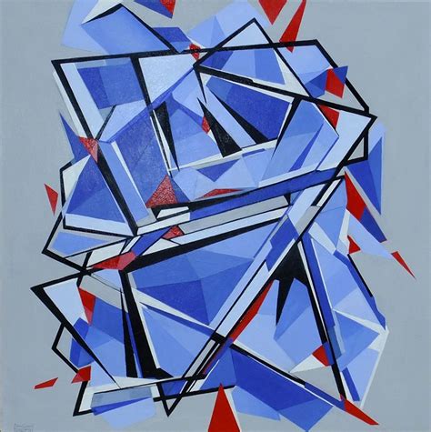 Deconstructed Pentagon Modern Abstract Painting By Canadian Artist Ann