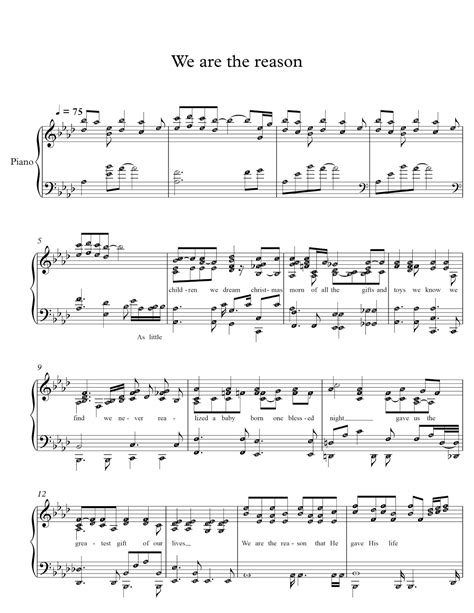 Music Notes Share: We are the reason - piano sheet pdf