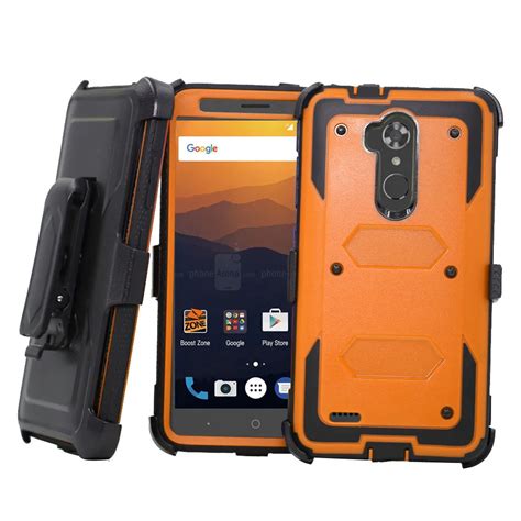 For Zte Blade Max 3 Heavy Duty Shockproof Hybrid Armor Case With Belt