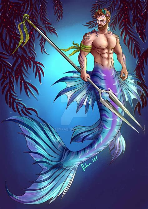 Merman For Fight By Artbyfab On Deviantart Male Mermaid Beautiful