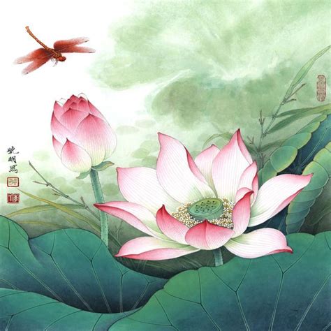 Aquatic Flower Lotus Pink Background Lotus Painting Asian Art Lotus Art