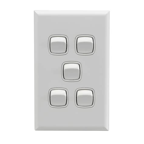 Hpm Excel White 5 Gang Light Switch Bunnings Warehouse