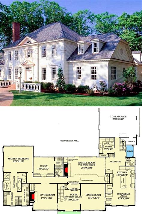 Bedroom Two Story Traditional Colonial Home Floor Plan Colonial House Plans Colonial