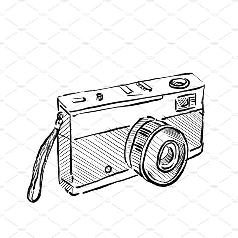 Vintage 35mm SLR Film Camera Drawing Camera Drawing Slr Film Camera