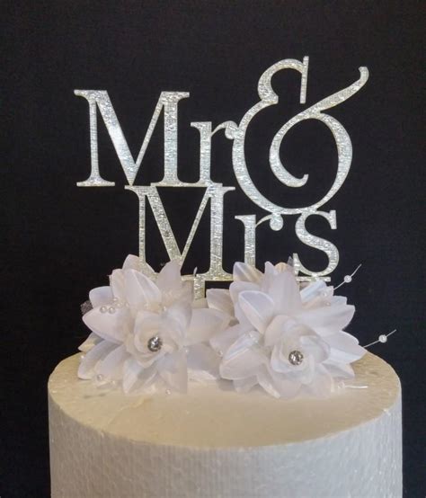 ON SALE Silver Mr Mrs Wedding Acrylic Cake Topper Weddbook