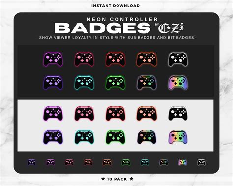 Badges Twitch Sub Twitch Bit Badges Neon Controller 10 Etsy