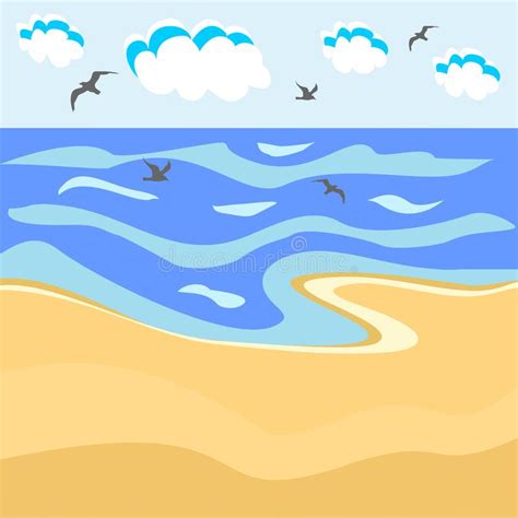 Cartoon Drawing Of The Sea Seagull Beaches Stock Illustration