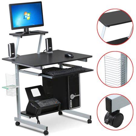 Top printer shelf can be adjusted left or right or removed. Mobile Computer Desks with Keyboard Tray, Printer Shelf ...