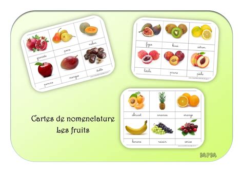 Cartes De Nomenclature Les Fruits