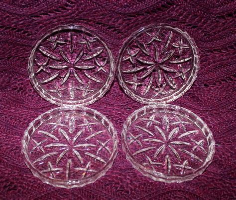Vintage Set Of 4 Glass Coasters