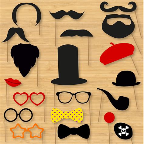 Diy Photo Booth Props Classic Moustaches Beards Glasses