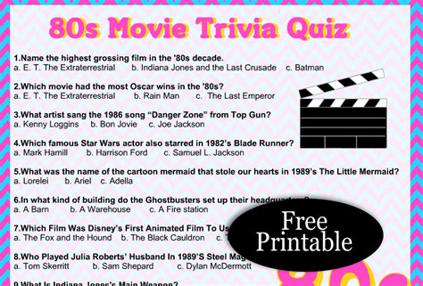 Printable 80s Trivia Questions And Answers
