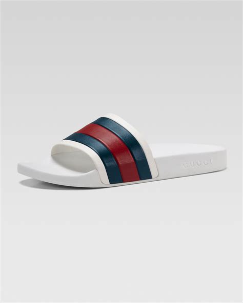 Gucci White Rubber Slide Sandal For Men Lyst