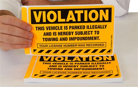5 In X 8 In Parking Violation Stickers Violation Vehicle Is Parked