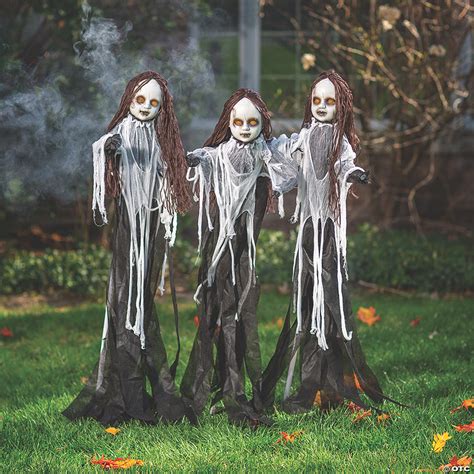 Light Up Spooky Doll Yard Stake Halloween Decorations 3 Pc