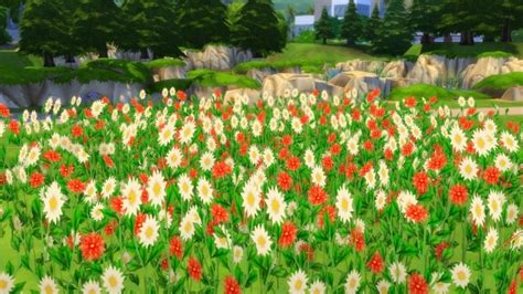Early Spring Fields Of Wildflowers By Snowhaze At Mod The Sims Sims 4