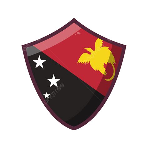 Gambar Papua New Guinea Flag In Shield Shape Papua Nugini Bendera